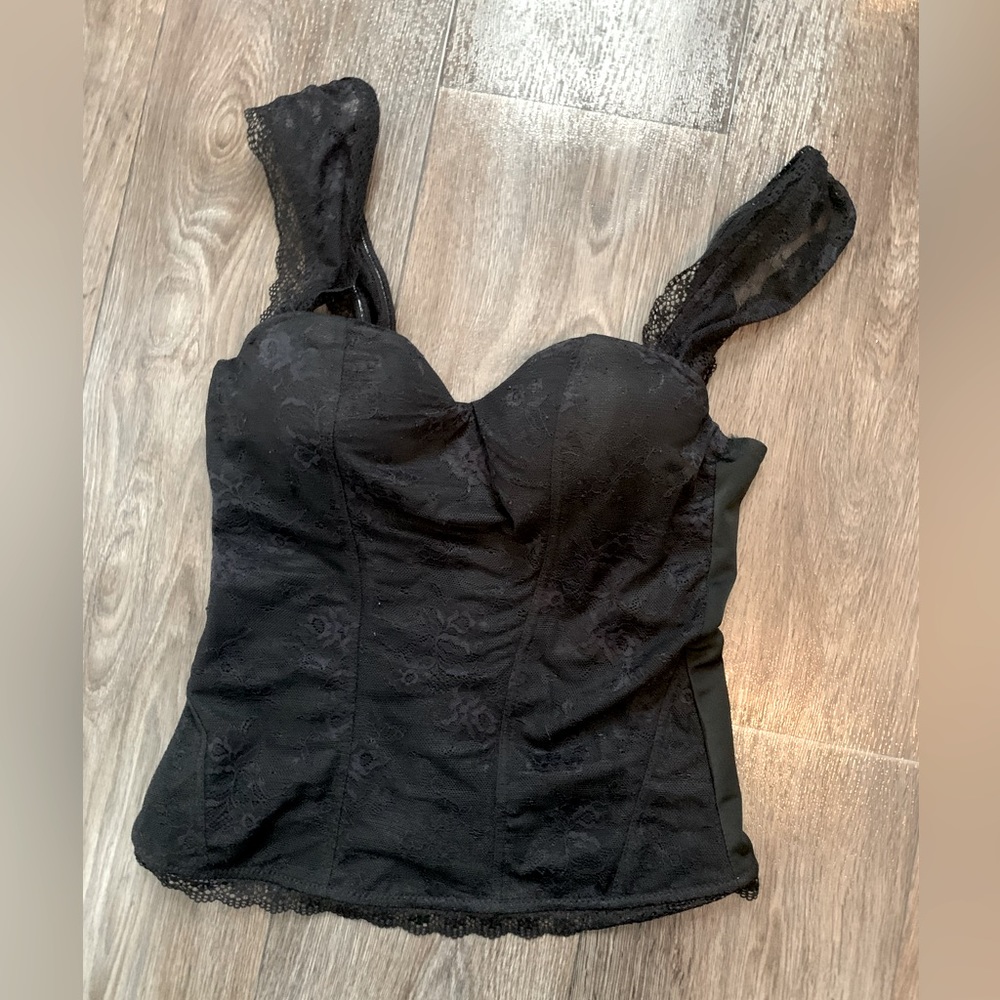 black lace corset top